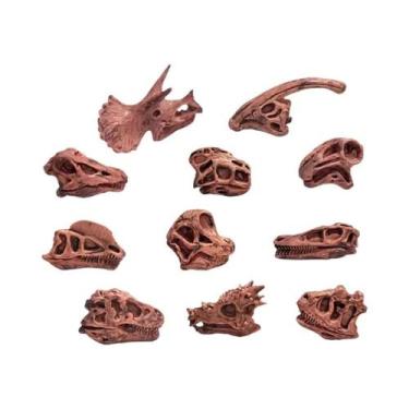 Imagem de Figurinha De Fósseis De Crânio De Dinossauro Carnotaurus Pintada À Mão