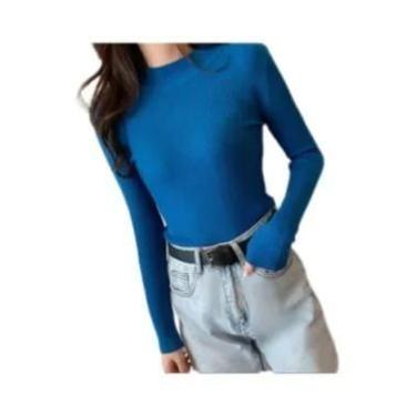 Imagem de Suéter Feminino De Gola Alta Em Malha Macia, Ajuste Slim, Cor Sólida, 