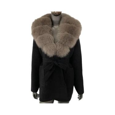 Imagem de Casaco de Pele de Raposa Verdadeira para Inverno - Cardigan Feminino c