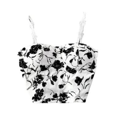 Imagem de Camisola Feminina Doce Com Alças Finas E Almofadada, Top Cropped Estam