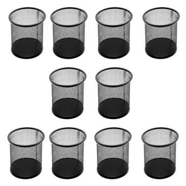 Imagem de Kit 10 Porta Canetas Lápis Escritório Aramado Organizador De Mesa Redo