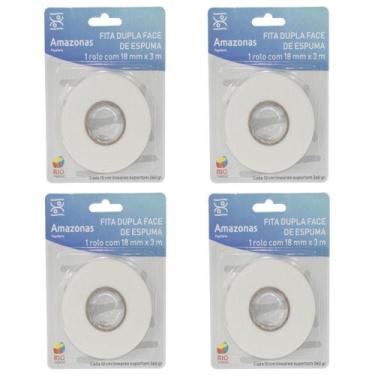 Imagem de Kit Fita Dupla Face De Espuma 1,8 cm x 3 Metros Com 4 Rolos - Purus Ut