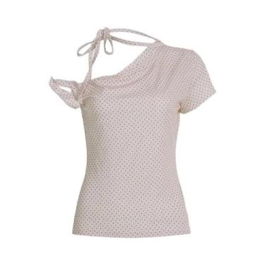 Imagem de Camiseta Feminina De Um Ombro Com Estampa De Poá, Casual De Verão, Est