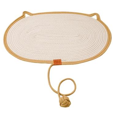 Imagem de Tapetes Arranhadores Para Gatos Domésticos - Com Bola de Algodão e Linho Natural Antiderrapante e Interativo - Base Arranhador para Gatos | Para Casa Brincar Interior Treino Estímulo Mental em Família