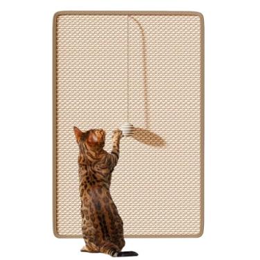 Imagem de Tapete arranhador de parede para gatos, tapete arranhador de sisal com brinquedo de bola, tapete de proteção e sofá, tapete protetor de móveis para gatos para brincar e manutenção de garras, 60 x 30