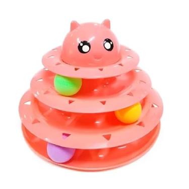 Imagem de Brinquedo Interativo Gatos Corre Torre De Bolinhas Gatinho 3 níveis (rosa)