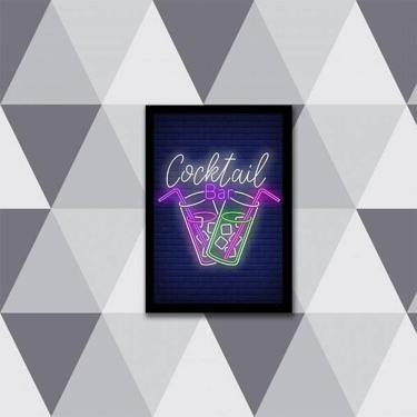 Imagem de Quadro Decorativo Cocktail Bar Simulando Neon 33X24Cm Preta
