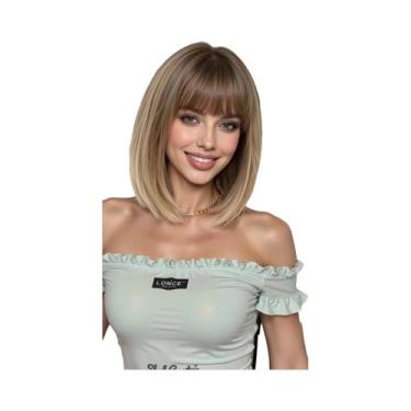 Imagem de Peruca Curta Lisa Vermelha Borgonha Para Mulheres, Peruca Sintética Re