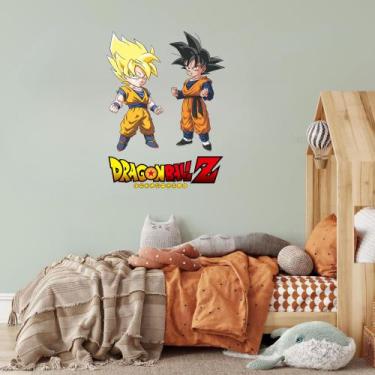 Imagem de adesivo de parede decoração quarto de meninos goku e gohan dragon ball