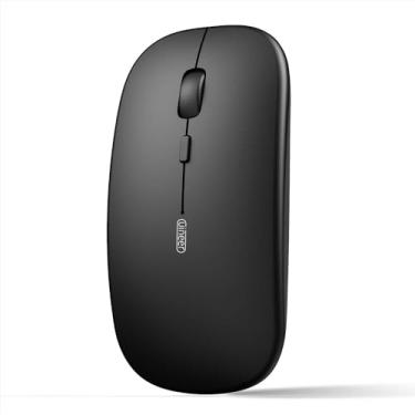 Imagem de Mouse Bluetooth sem fio, mouse recarregável (BT5.2 e 3.0) com clique silencioso, mouse portátil DPI de 3 níveis para laptop, computador (preto)