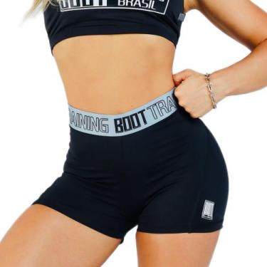 Imagem de Short Fitness Elastic Treino Feminino Academia Boot Training, Preto, M