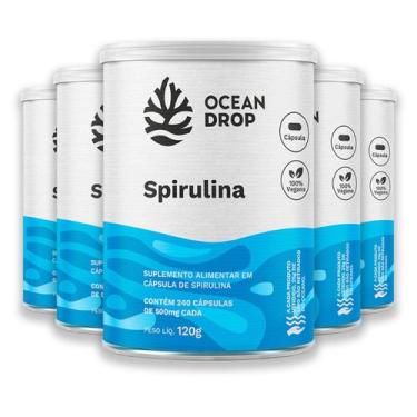 Imagem de Kit 5 Spirulina 520mg Ocean Drop Vegana 240 Cápsulas
