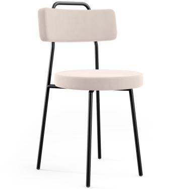 Imagem de Cadeira Decorativa Estofada Para Sala De Jantar Barcelona L02 Suede Bege