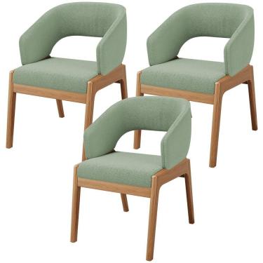 Imagem de Kit 03 Cadeiras De Jantar E Estar Living Estofada Lince L02 Bouclê Oliva