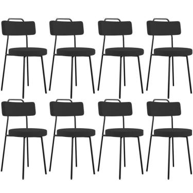 Imagem de Kit 08 Cadeiras Decorativas Estofada Para Sala De Jantar Barcelona L02 Suede Preto - Lyam Decor