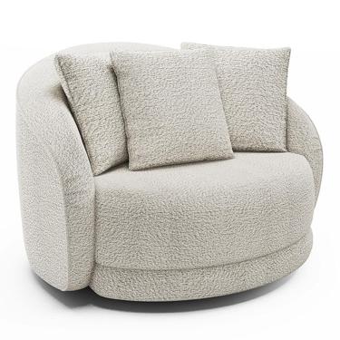 Imagem de Poltrona Decorativa Para Sala De Estar Base Giratória Witta M03 Bouclê Branco - Lyam Decor