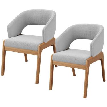 Imagem de Kit 02 Cadeiras De Jantar E Estar Living Estofada Lince L02 Bouclê Cinza