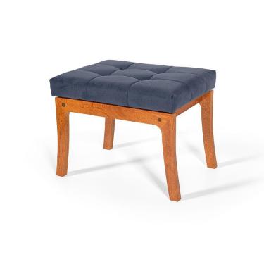 Imagem de Puff De Madeira Com Estofado Retangular Veneza Azul