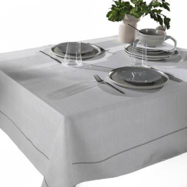 Imagem de Toalha de Mesa Retangular 6 Lugares Dohler Limpa Fácil Iara Cinza Xadr