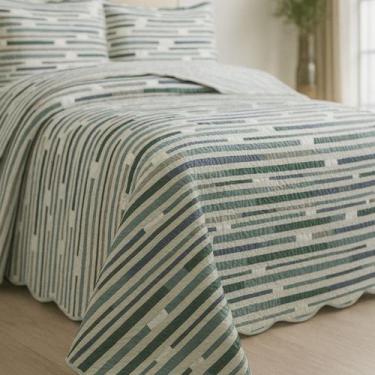 Imagem de Cobre Leito Casal Estampado Colcha Dupla Face Matelado c/ Porta Traves