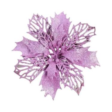 Imagem de Pingente De Flor Artificial Com Glitter Para Árvore De Natal 11cm 510 