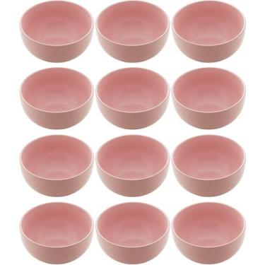 Imagem de Conjunto 12 Bowls de Cerâmica Rosa 680ml Servir Açaí Caldos Frutas Pet