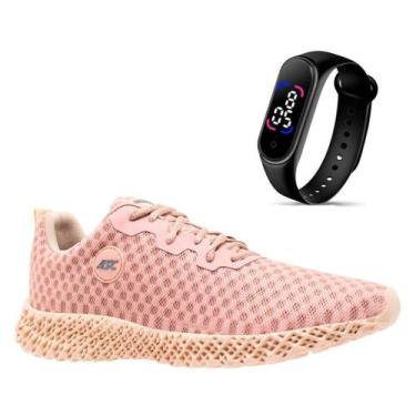 Imagem de Tênis Academia Caminhada Treino Esporte Extra Leve Feminino + Relógio 