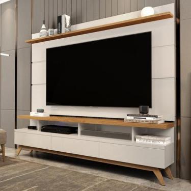 Imagem de Rack com Painel para TV até 72 Polegadas 195cmx180cm Pés em Madeira Ma