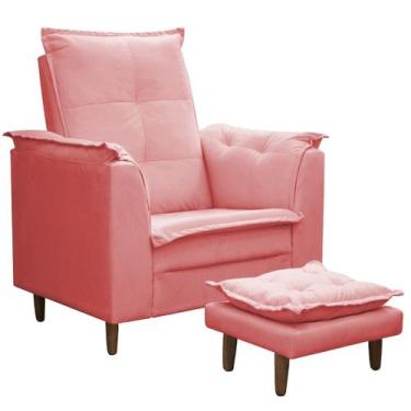 Imagem de Poltrona De Amamentação Com Puff Isabella ISA ESTOFADOS Cor:Cinza, Ros