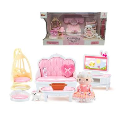 Imagem de Casinha Feliz Sala De Estar Coleção Kit Boneco E Acessórios - Zoop Toy