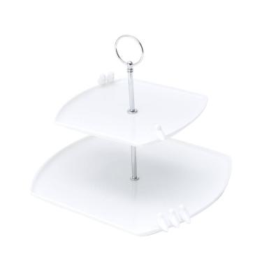 Imagem de Prato Duplo de Porcelana P/Doces Birds Branco 27x19cm Wolff