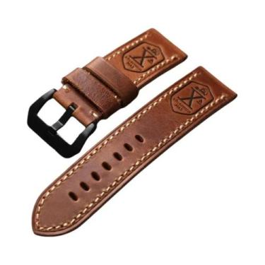 Imagem de Pulseira De Relógio Vintage Em Couro Genuíno Envelhecido 20 22 24 26MM
