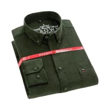 Imagem de Camisa De Corduroy Masculina plus Size 7XL 100% Algodão Manga Longa Ca