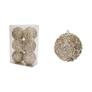 Imagem de Bolas De Natal Coloridas E Brilhantes Com Glitter, 6 Peças, Várias Cor