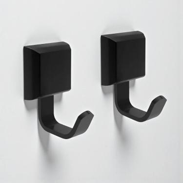 Imagem de Suporte 2 Unid Cabide Cabideiro Gancho Preto