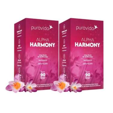 Imagem de 2x Alpha Harmony Puravida Óleo De Borragem Triptofano 90caps - Pura vi