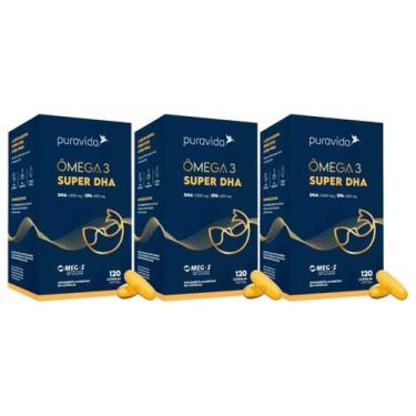 Imagem de 3x Ômega 3 Super Dha Concentrado 120 Cápsulas Pura Vida - Puravida