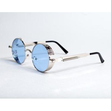 Imagem de Óculos De Sol Steampunk Redondo Metal Uv400 - Ximas, Azulceleste