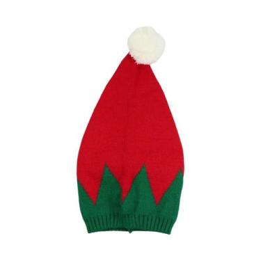 Imagem de Gorro De Natal Adulto Estilo Elfo Papai Noel Listrado Em Vermelho E Ve
