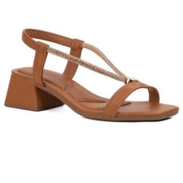 Imagem de Sandália F. Salto Bloco Médio Tiras C/Strass Bebecê T5287447-Feminino