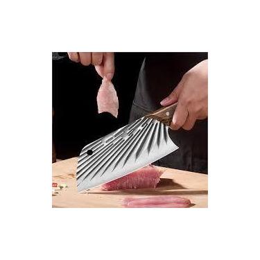 Imagem de Cutelo Cabo Madeira Faca Açougueiro Cortes Carnes Desossasar Frango Af