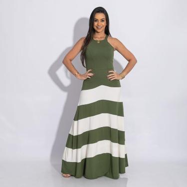 Imagem de Vestido Longo Feminino Casual e Elegante Bicolor-Feminino