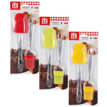 Imagem de Conjunto de Pincel e Espátula Le Saveur em Silicone e Cabo Plástico - Item Sortido