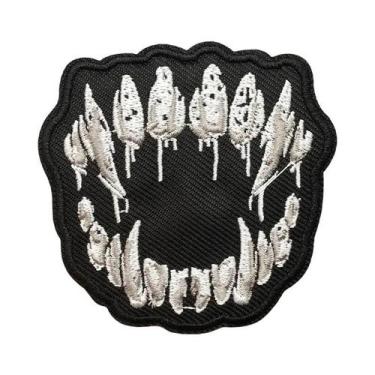 Imagem de Patches De Bordado De Caveira Punk Preto E Branco Para Roupa, Termocol