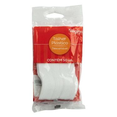 Imagem de Garfo Descartável Plástico Regina Branco 50 Unidades