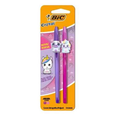 Imagem de Caneta Bic Cristal Fashion Bichinho C/2 Canetas Rosa E Roxo Rosa E Rox