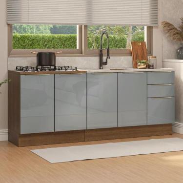 Imagem de Armário De Cozinha Compacta 200 Cm Rustic/cinza Lux Madesa 05 Rustic/c