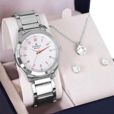 Imagem de Relógio Feminino Champion Analógico CN29409N Kit Colar Brincos-Feminino