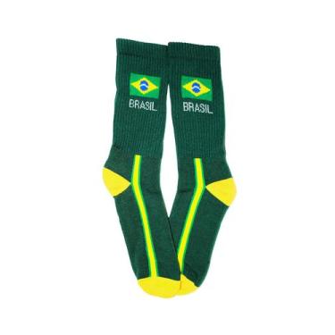 Imagem de Meia Brasil Seleção Canarinho Copa Futebol Torcedor Grande - GAC VARIE