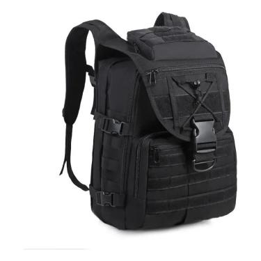 Imagem de Mochila Militar Tática OEM Impermeável 50 Litros Oxford 50x35x30 Preto com Patch Bandeira do Brasil Unissex